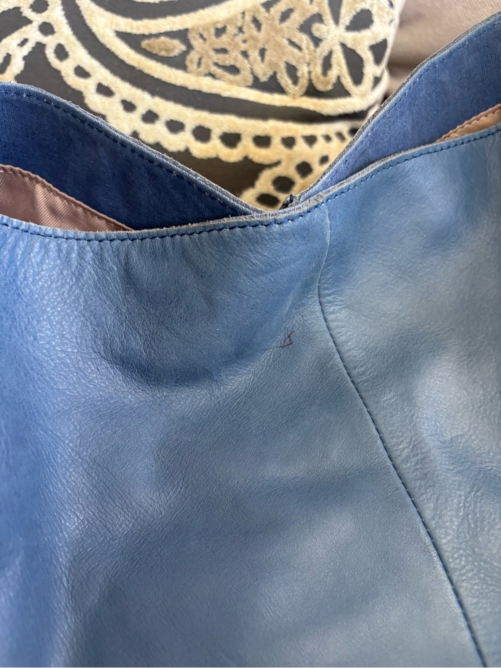 The Sak Los Feliz Large Tote Blue Leather Embroidered Bag - Picture 5 of 9
